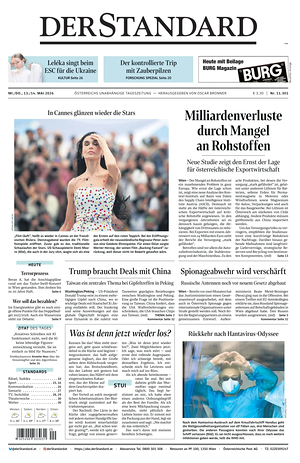 Prima pagina Der Standard di oggi - Quotidiano estero