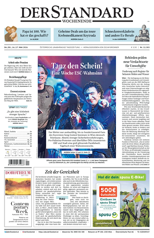 Prima pagina Der Standard di oggi - Quotidiano estero