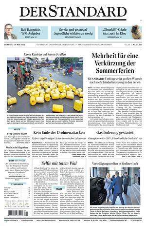 Prima pagina Der Standard di oggi - Quotidiano estero