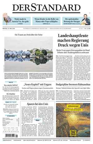 Prima pagina Der Standard di oggi - Quotidiano estero