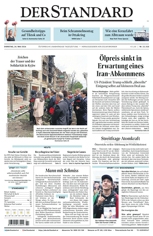 Prima pagina Der Standard di oggi - Quotidiano estero