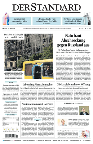 Prima pagina Der Standard di oggi - Quotidiano estero