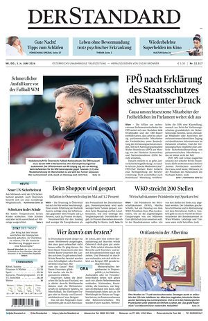 Prima pagina Der Standard di oggi - Quotidiano estero