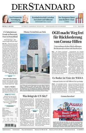 Prima pagina Der Standard di oggi - Quotidiano estero
