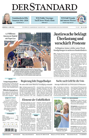 Prima pagina Der Standard di oggi - Quotidiano estero