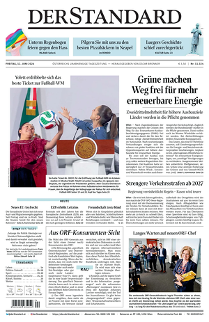 Prima pagina Der Standard di oggi - Quotidiano estero