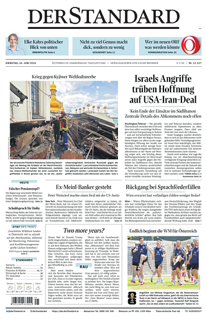 Prima pagina Der Standard di oggi - Quotidiano estero