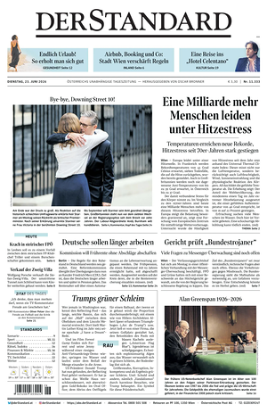 Prima pagina Der Standard di oggi - Quotidiano estero