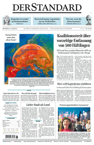 Prima pagina Der Standard di oggi - Quotidiano estero