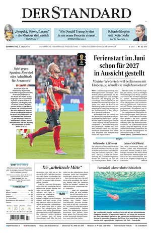 Prima pagina Der Standard di oggi - Quotidiano estero