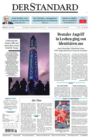 Prima pagina Der Standard di oggi - Quotidiano estero