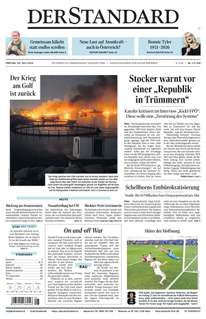 Prima pagina Der Standard di oggi - Quotidiano estero