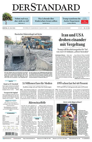 Prima pagina Der Standard di oggi - Quotidiano estero