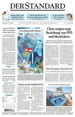 Prima pagina Der Standard di oggi - Quotidiano estero