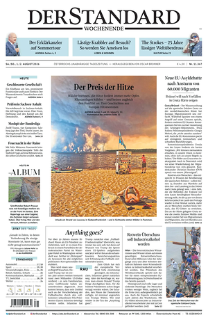 Prima pagina Der Standard di oggi - Quotidiano estero