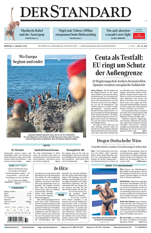 Prima pagina Der Standard di oggi - Quotidiano estero