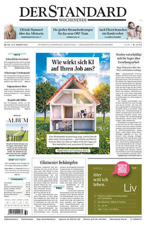 Prima pagina Der Standard di oggi - Quotidiano estero