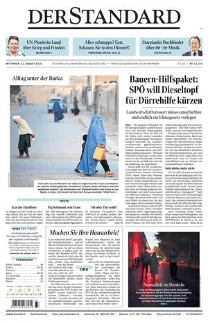 Prima pagina Der Standard di oggi - Quotidiano estero