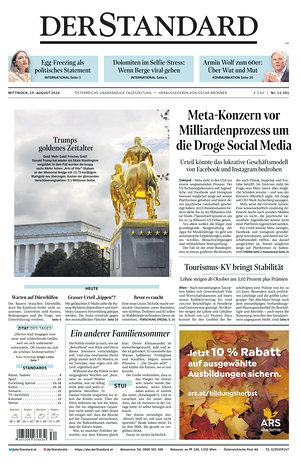 Prima pagina Der Standard di oggi - Quotidiano estero