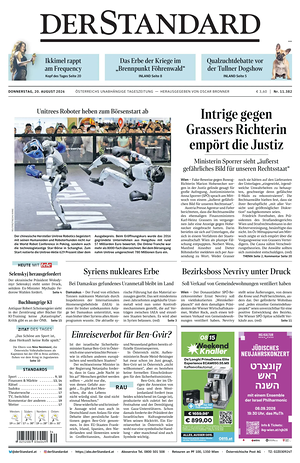 Prima pagina Der Standard di oggi - Quotidiano estero