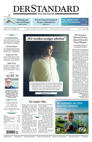 Prima pagina Der Standard di oggi - Quotidiano estero