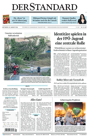 Prima pagina Der Standard di oggi - Quotidiano estero