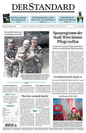 Prima pagina Der Standard di oggi - Quotidiano estero