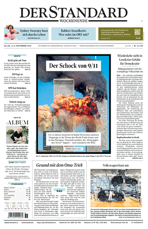 Prima pagina Der Standard di oggi - Quotidiano estero