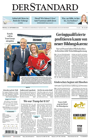Prima pagina Der Standard di oggi - Quotidiano estero