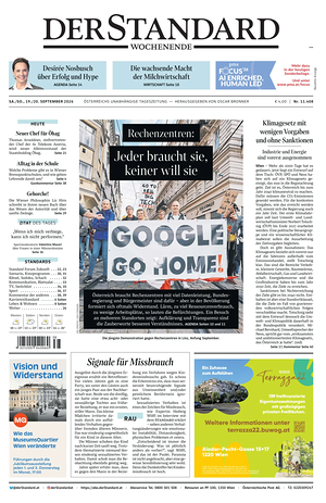 Prima pagina Der Standard di oggi - Quotidiano estero