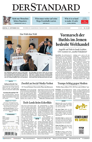 Prima pagina Der Standard di oggi - Quotidiano estero