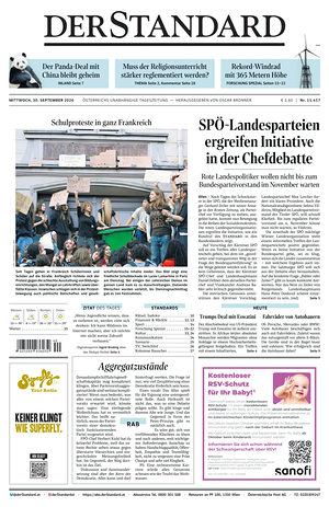 Prima pagina Der Standard di oggi - Quotidiano estero