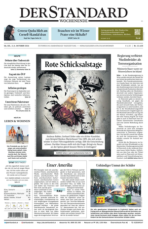 Prima pagina Der Standard di oggi - Quotidiano estero