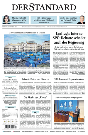 Prima pagina Der Standard di oggi - Quotidiano estero