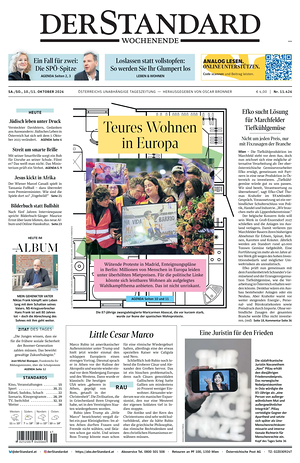 Prima pagina Der Standard di oggi - Quotidiano estero