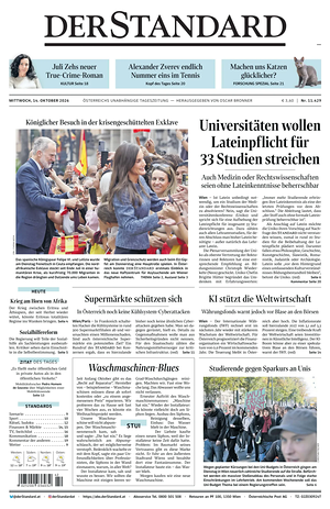 Prima pagina Der Standard di oggi - Quotidiano estero