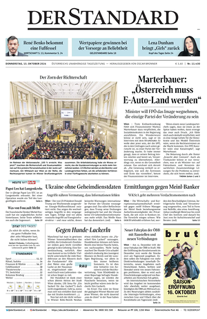 Prima pagina Der Standard di oggi - Quotidiano estero