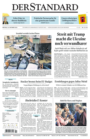 Prima pagina Der Standard di oggi - Quotidiano estero