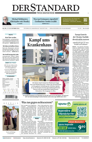 Prima pagina Der Standard di oggi - Quotidiano estero