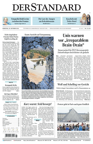 Prima pagina Der Standard di oggi - Quotidiano estero