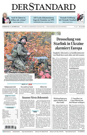 Prima pagina Der Standard di oggi - Quotidiano estero