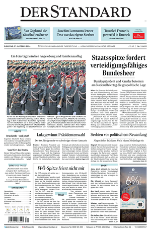 Prima pagina Der Standard di oggi - Quotidiano estero