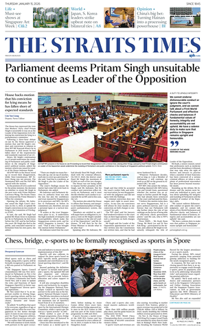 Prima pagina The Straits Times di oggi - Quotidiano estero