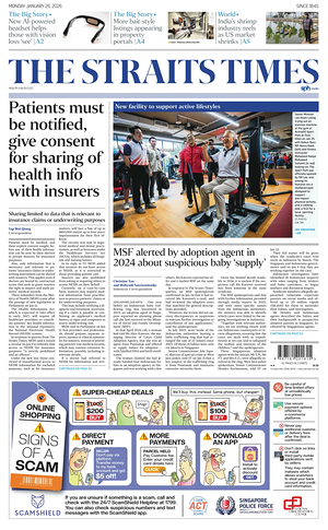 Prima pagina The Straits Times di oggi - Quotidiano estero