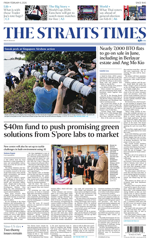 Prima pagina The Straits Times di oggi - Quotidiano estero