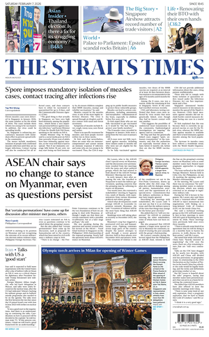 Prima pagina The Straits Times di oggi - Quotidiano estero