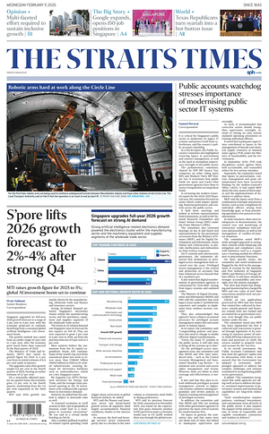 Prima pagina The Straits Times di oggi - Quotidiano estero