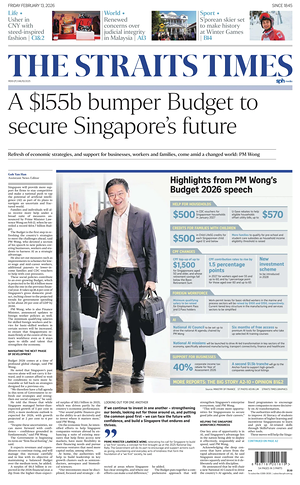 Prima pagina The Straits Times di oggi - Quotidiano estero
