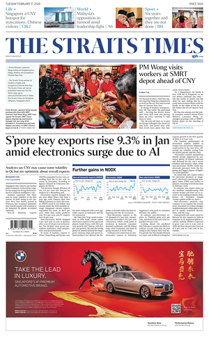 Prima pagina The Straits Times di oggi - Quotidiano estero