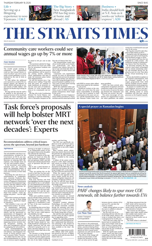 Prima pagina The Straits Times di oggi - Quotidiano estero